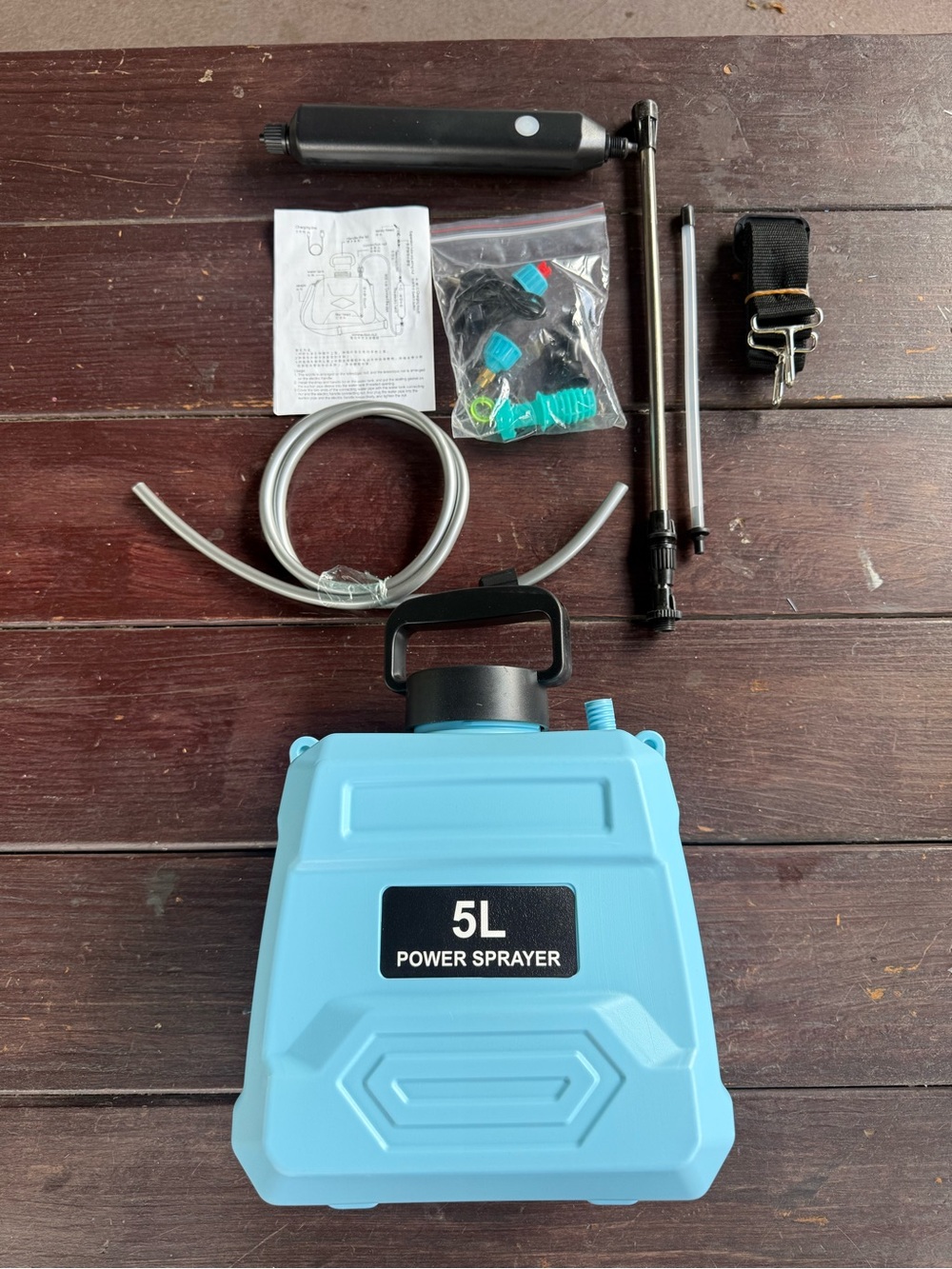 5L Battery Powered Sprayer Plastic Blue/Black w/ Lance & Strap